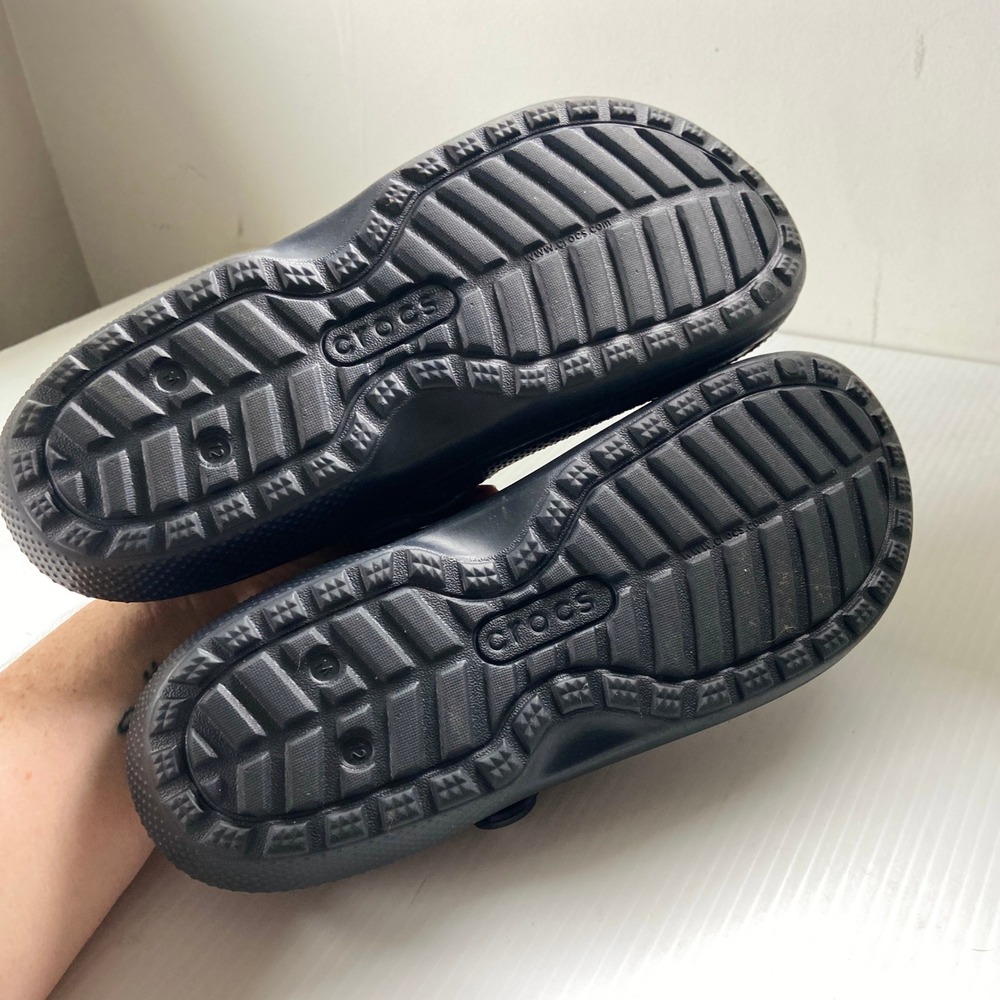 Crocs Classic Black Faux Fur Lined Clogs 203591 Mens 12 - Picture 8 of 10